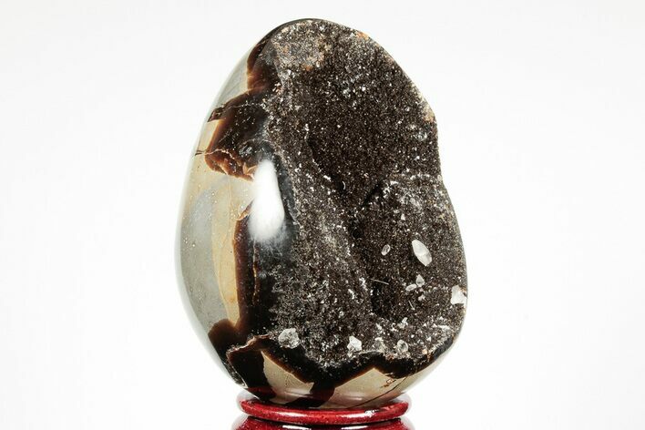 Septarian Dragon Egg Geode - Black Crystals #191481